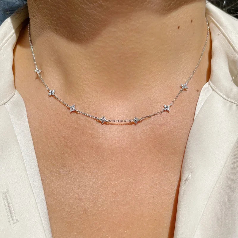 Stainless Steel Zircon Necklaces for Women 18K Gold Plated Collar Chain Jewelry