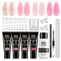 Poly Gel Nail Kit with 4 Colors - Quick Dry, Curable DIY Gel Nails
