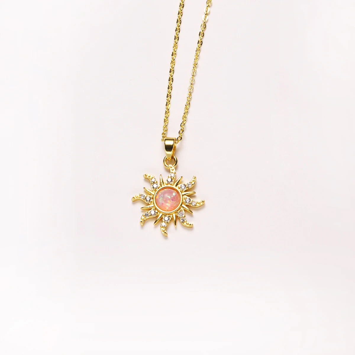 Sun Necklace for Women Gold Plated Opal Sun Pendant Choker Jewelry Gift