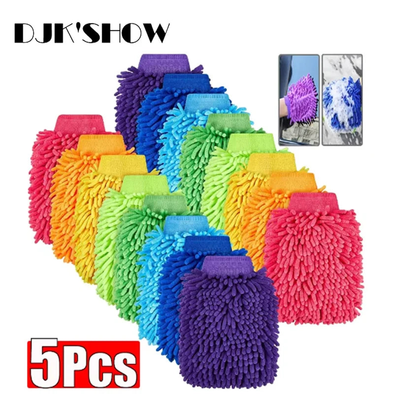 Microfiber Car Wash Gloves 3/5pcs Ultra Absorbent Scratch-Free Cleaning Tool