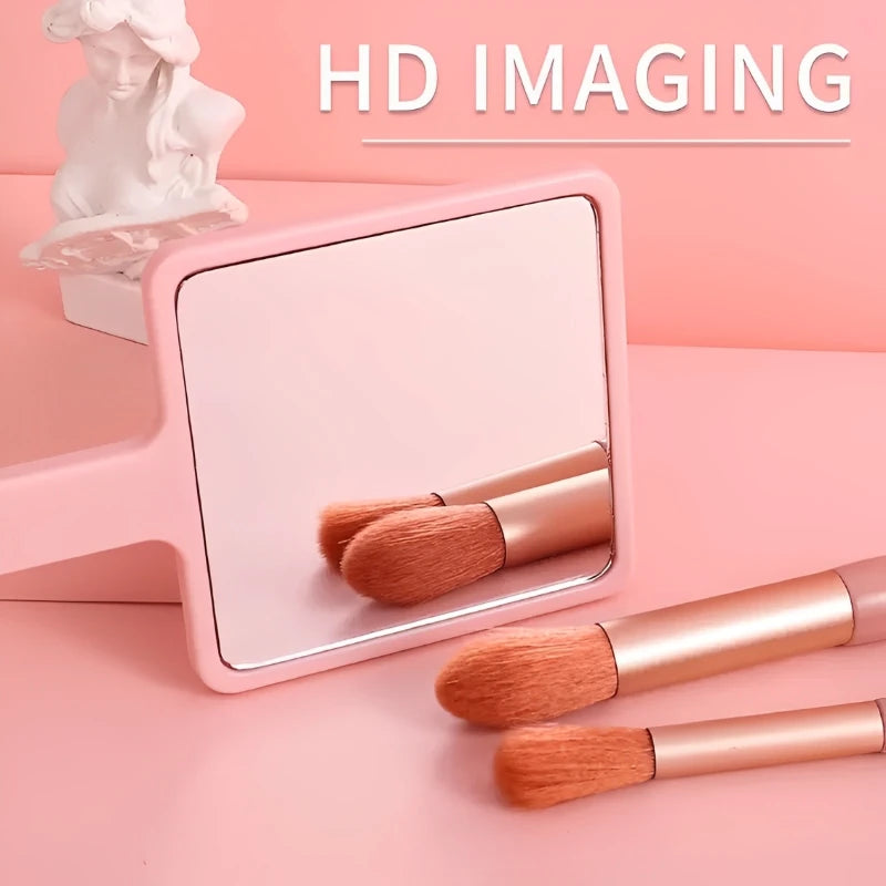 Handheld Makeup Mirror Square Vanity Mirror with Plastic Handle - High Definition Beauty Accessory