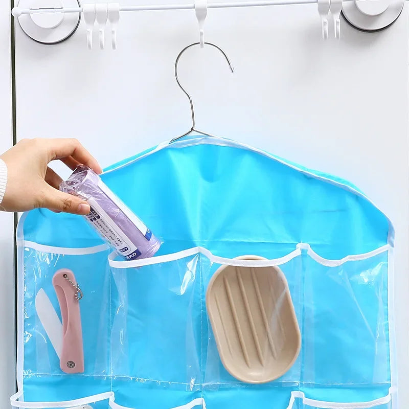 16-Pocket Hanging Wardrobe Organizer Bag for Socks Bra Underwear Storage