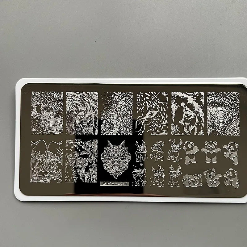 Nail Art Stamping Plates with Floral Carton Designs for Creative Manicures