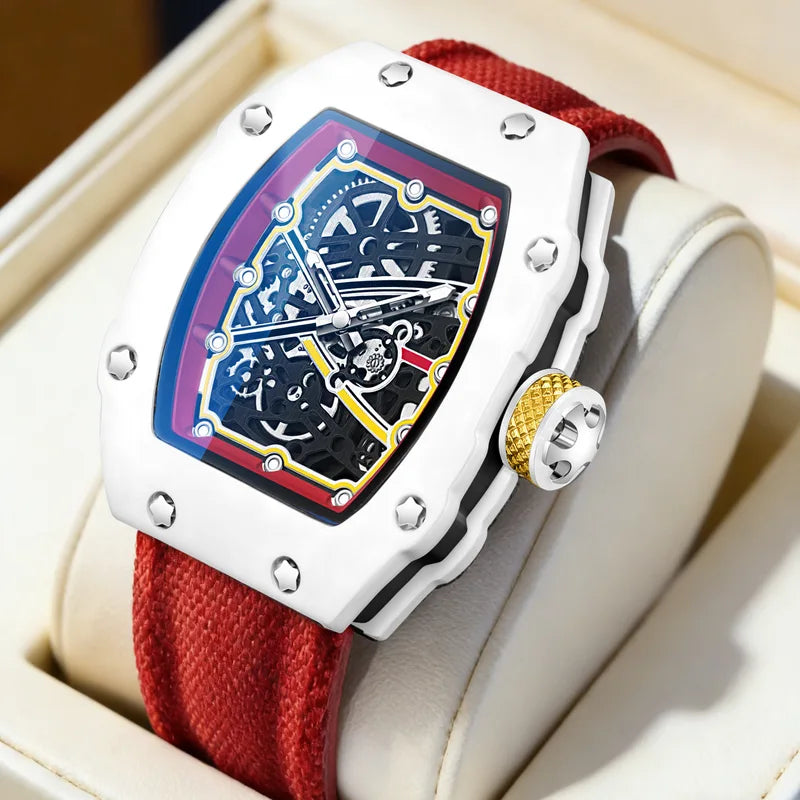 Ultra-Thin Barrel-Shaped Quartz Watch for Men Waterproof Luminous Fashion Wristwatch
