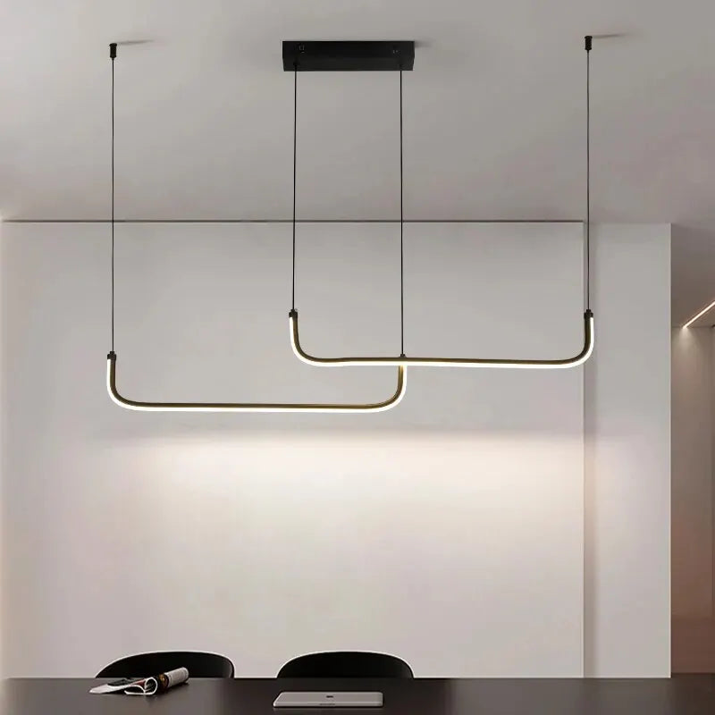 Modern Aluminum LED Pendant Light for Dining & Living Rooms - Adjustable Height