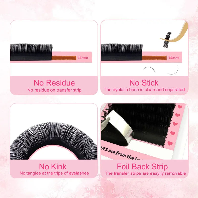 Individual Eyelash Extensions Long Length Classic Mink Faux Lashes Tray