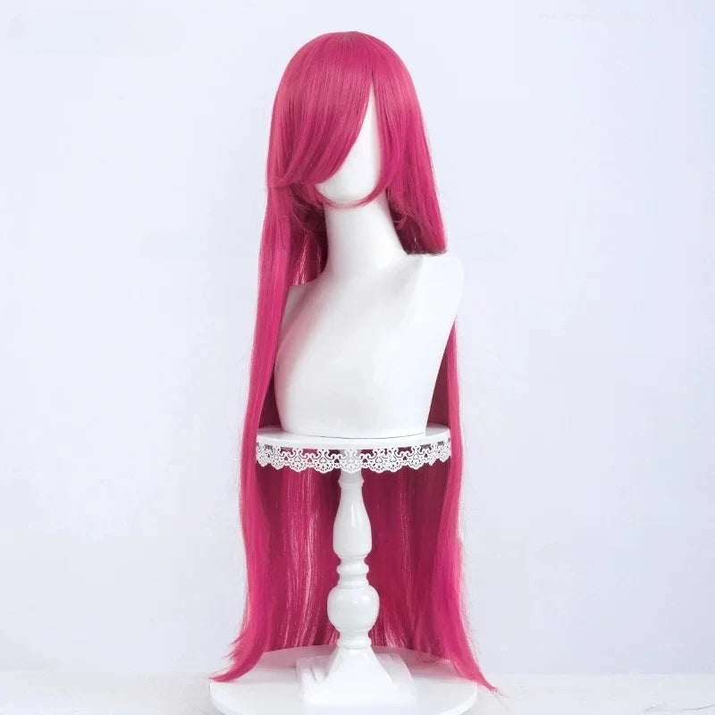 Long Rose Red Cosplay Wig 80cm Synthetic Fiber Costume Wigs for Anime
