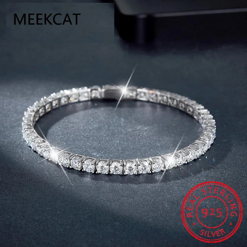 Moissanite Tennis Bracelet for Women Men 925 Sterling Silver Gold Plated Sparkling Wedding Jewelry