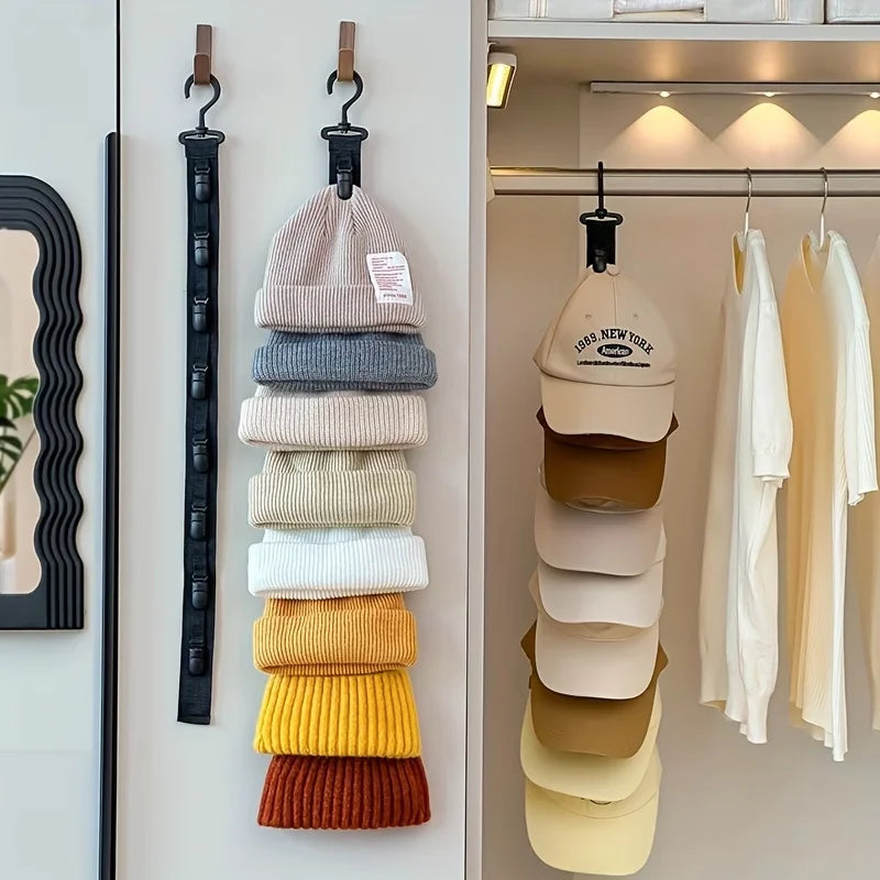Hat Storage Organizer Set with 8 Clips for Wardrobe Closet Accessories