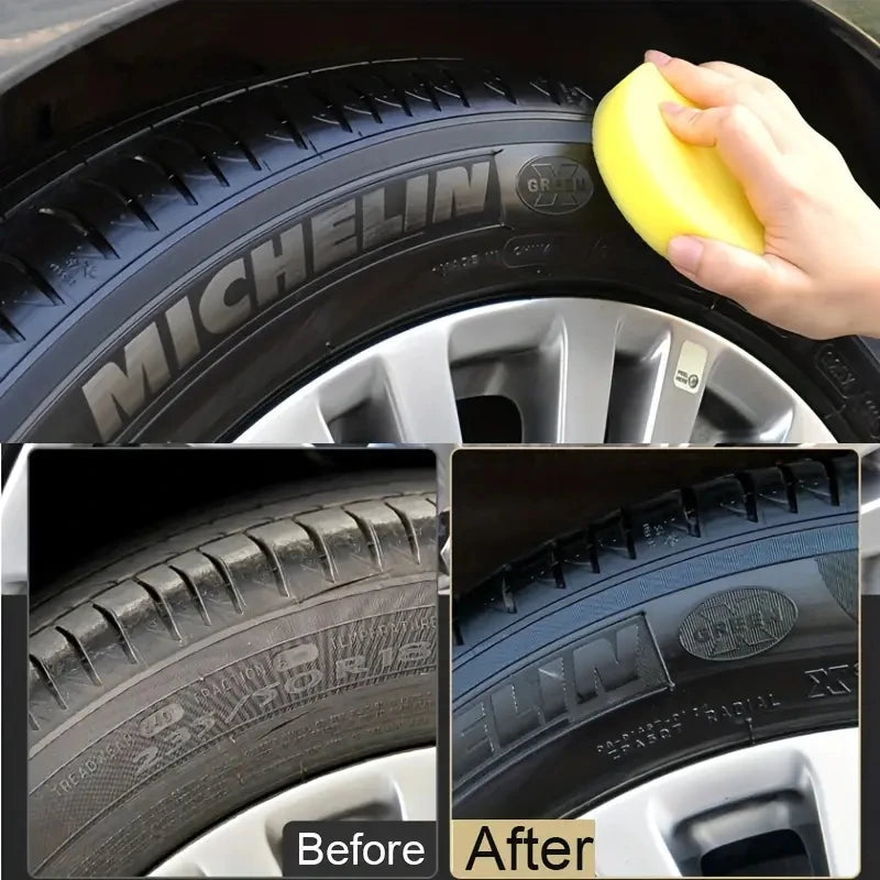 Car Tire Shine Wax with UV Protection & Waterproof Coating - Restores & Prevents Cracking