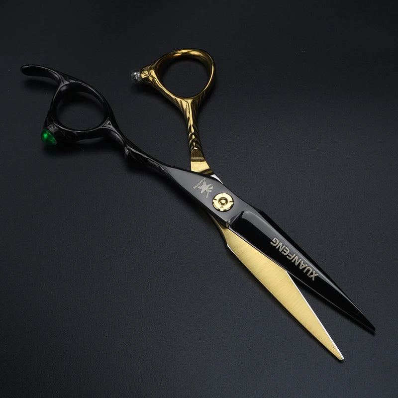 6-Inch Hair Cutting & Thinning Scissors Professional Salon Hair Shears - Black & Green Handles