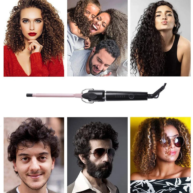 Professional 9mm Hair Curler with Ceramic Barrel Auto-Off & Wet/Dry Use