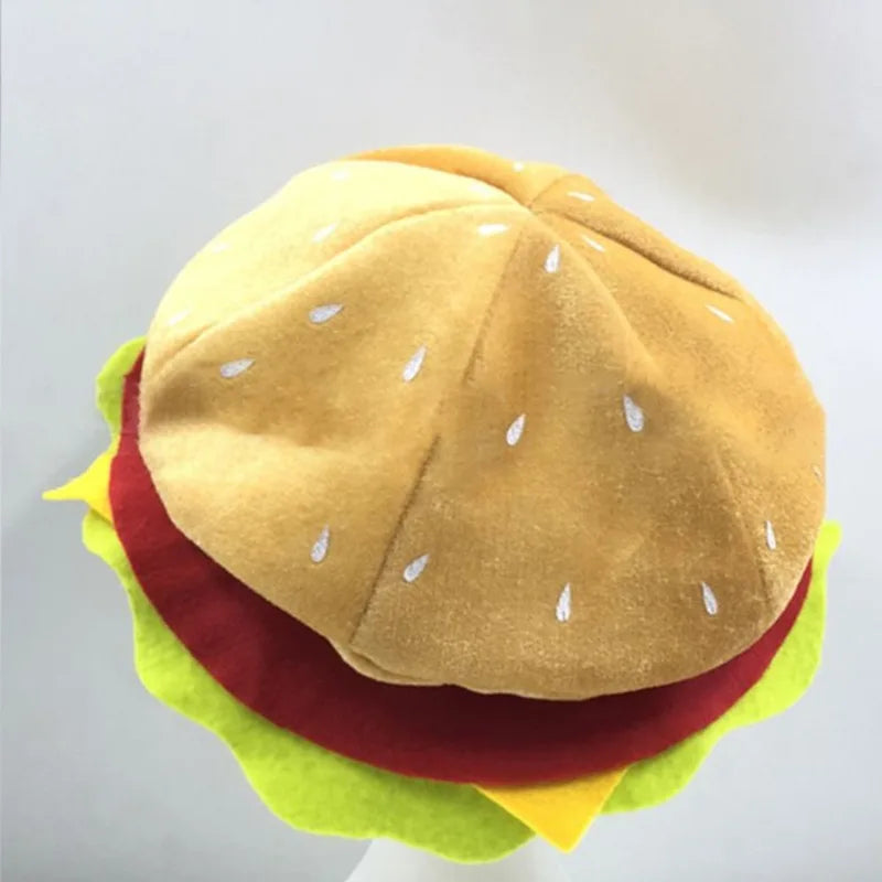 Cheeseburger Shaped Costume Hat for Women Halloween Party Food Beret Foodie Accessory