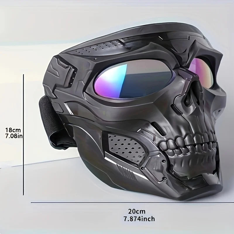 Skull Design Halloween Cosplay Costume with Adjustable Strap & Side Pockets