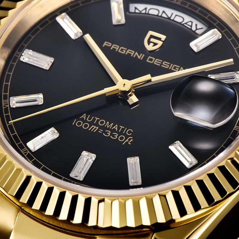 Luxury Automatic Men's Mechanical Watch with 100M Waterproof AR Sapphire Mirror