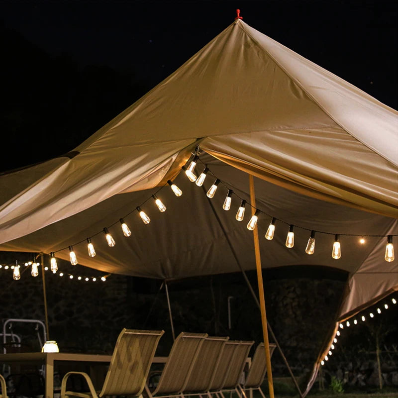 Outdoor Solar String Lights LED IP65 Waterproof Edison Bulb for Garden & Party