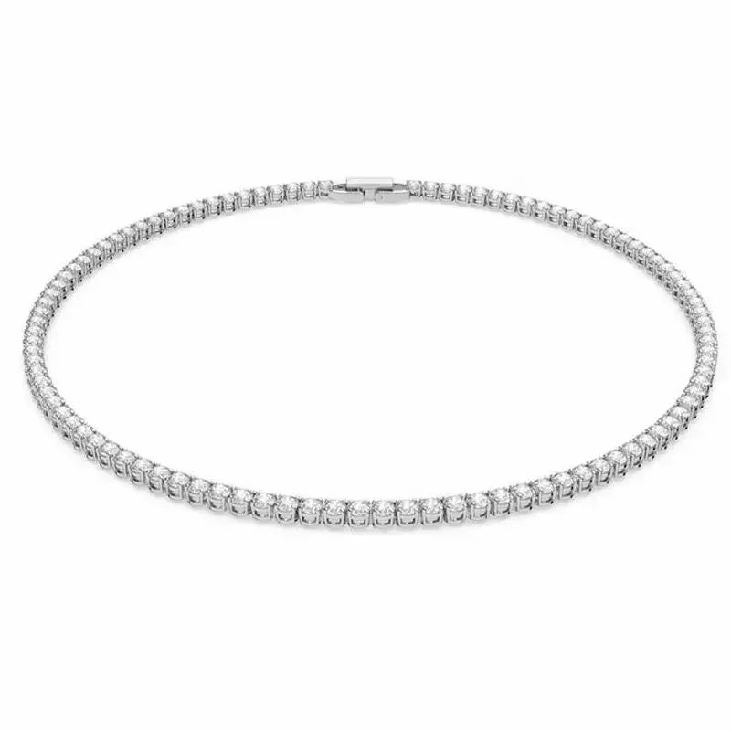 Sterling Silver Necklace with Zircon Chain for Women Engagement Wedding 4mm 45cm