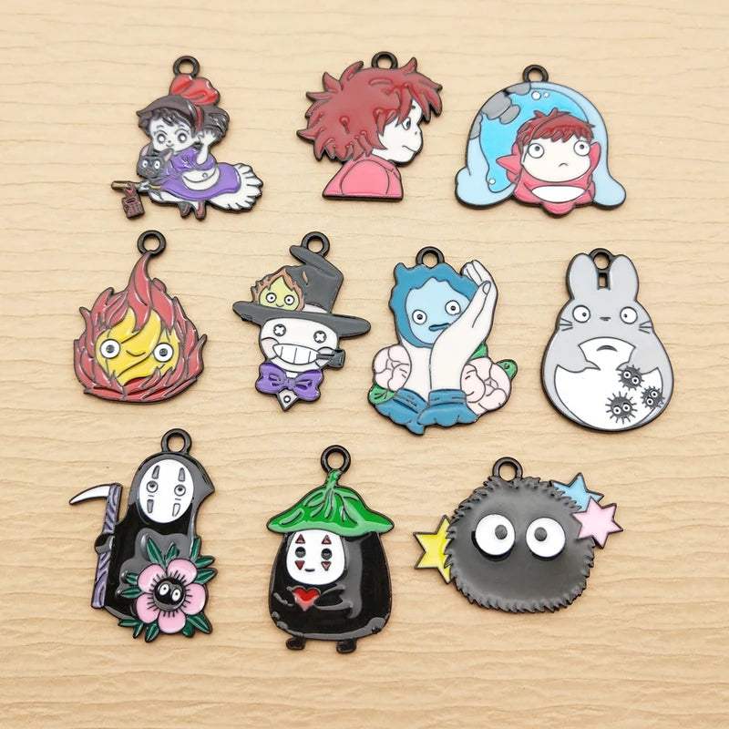 10pcs Cartoon Charm Jewelry Pendant Set for Earrings Bracelets Keychains Craft Supplies Alloy Metal