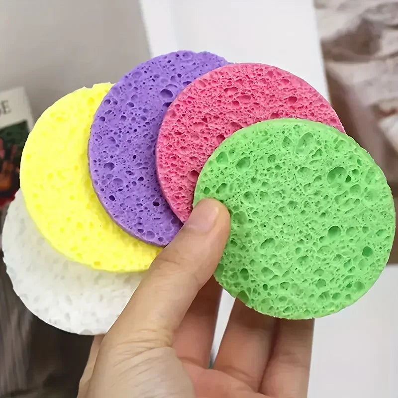 Compressed Facial Sponge Set for Cleansing Makeup Removal and Exfoliation - Multiple Colors