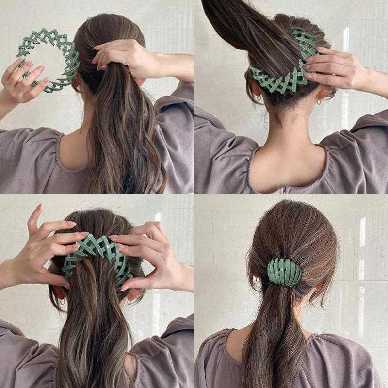 Women Bun Claw Clips Ponytail Hair Accessories Bird Nest Expandable Hair Claw