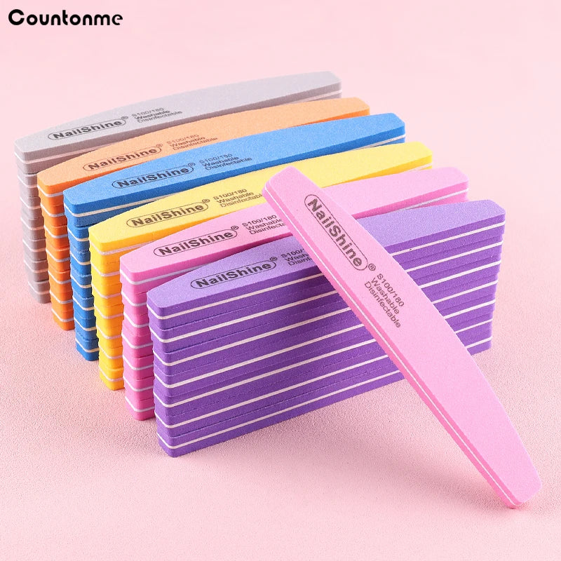 60Pcs Nail Files Sponge Buffer Blocks Double Side 100/180 Grit for Manicure & Pedicure
