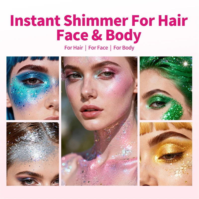 Multifunctional Face Lip Hair Body Glitter Sequins - Festival Stage Makeup Set