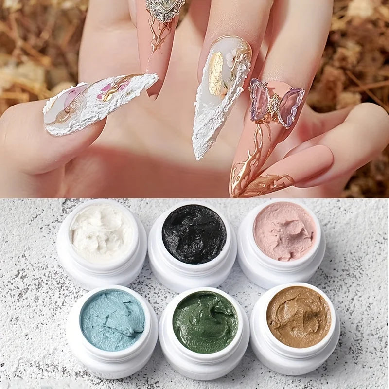 3D Sand Texture Gel Nail Polish Set - Plaster Effect No Top Coat Needed
