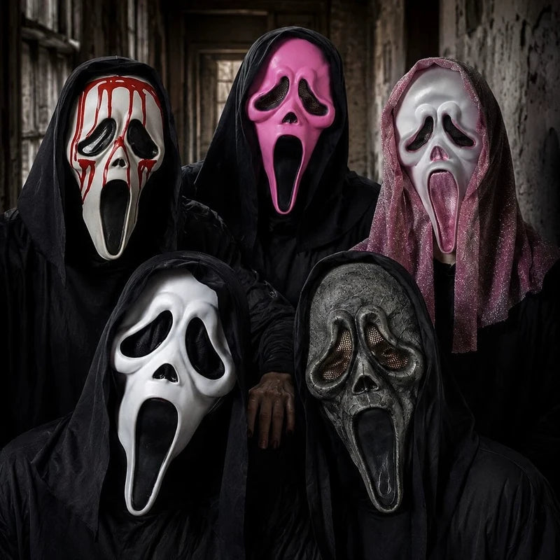 Halloween Creepy Face Mask with Tongue Out - Scary Cosplay Prop for Parties