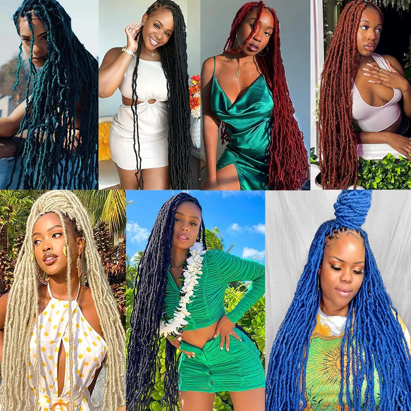 Long Faux Locks Crochet Braids Hair Extensions - Soft Synthetic Locs for Women