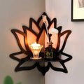 Wooden Lotus Hollow Wall Shelf for Aromatherapy and Candle Holders