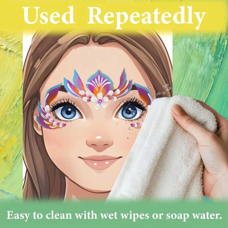 Reusable Face Painting Practice Board Set with Human & Rectangle Patterns