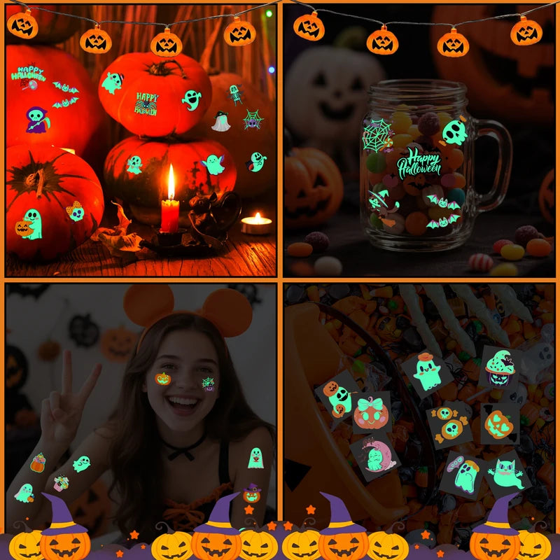 Glow-in-the-Dark Halloween Temporary Tattoos - 36 Sheets Party Decorations & Gifts