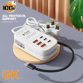 6-in-1 Desktop USB Charging Station with Fast Power Adapter - EU US UK Plug