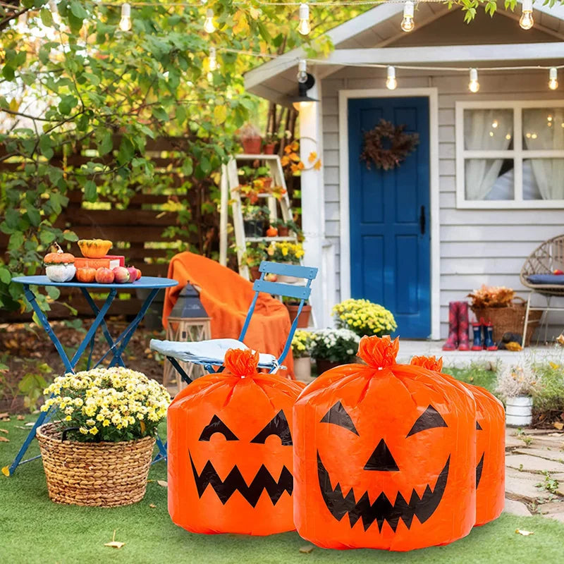 Halloween Pumpkin Plastic Leaf Bags - Yard Yard Decorations for Autumn Cleanup