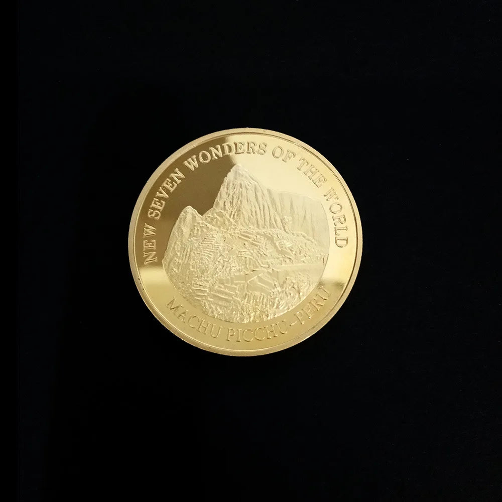 Seven Wonders of The World Coin Collection Gold-Plated Commemorative Badge Travel Souvenir