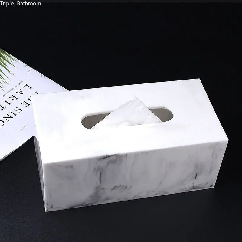 Resin Tissue Box Holder for Bathroom Kitchen Living Room - Black & White