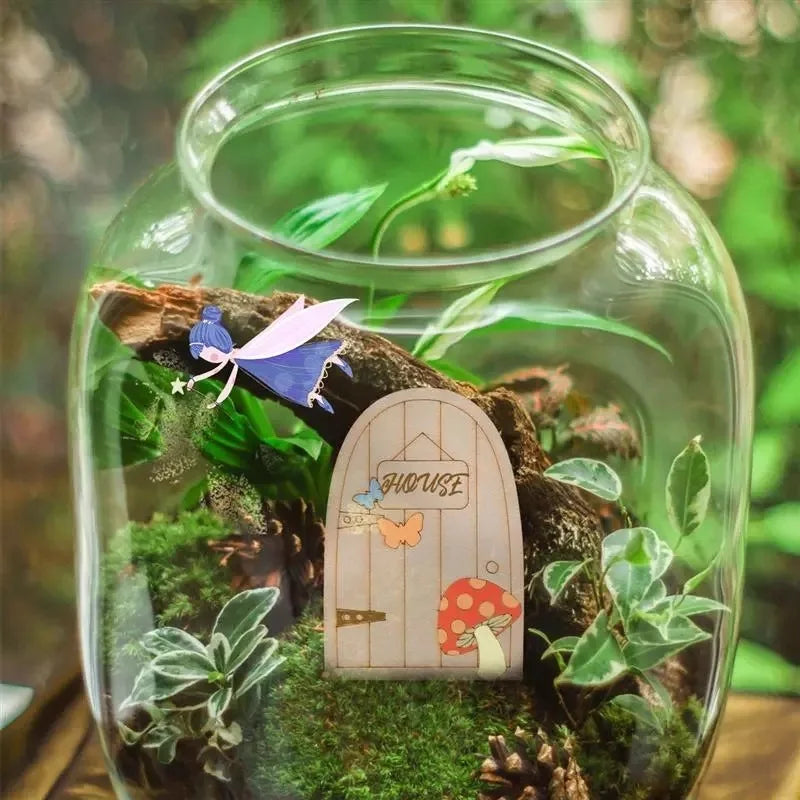 Wooden Fairy Door Craft Set for DIY Home Garden Decor - 6 Pieces