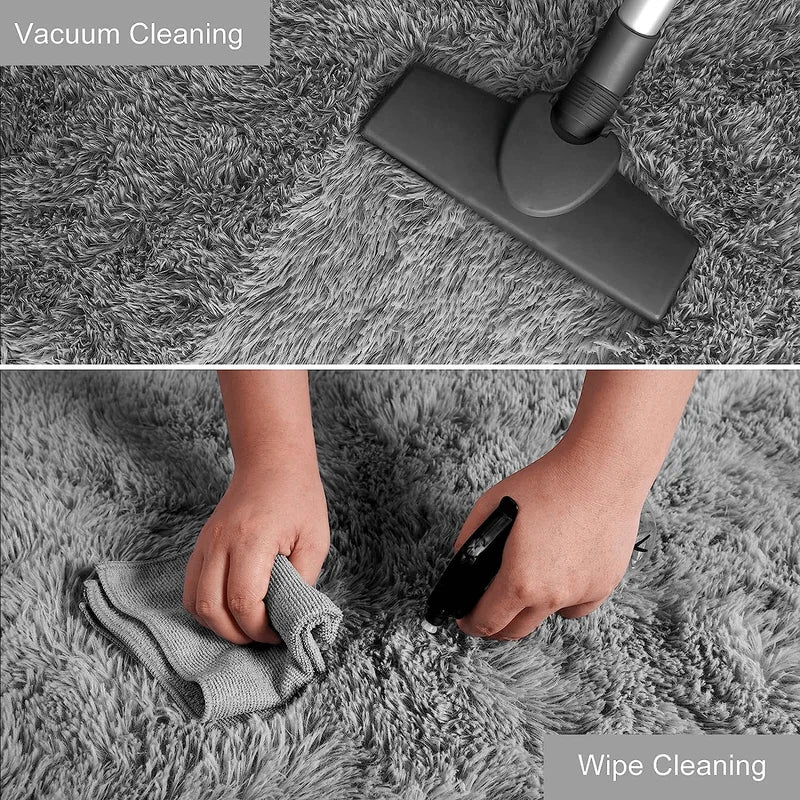 Fluffy Non-Slip Tie-Dyed Area Rug for Bedroom & Living Room - Plush Shag Carpet