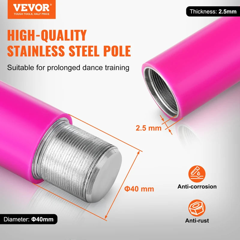 Portable Adjustable Stainless Steel Dance Pole for Fitness & Home Use
