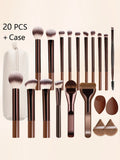 20-Piece Makeup Brush Set with Case - Soft Bristles, Cruelty-Free & Vegan