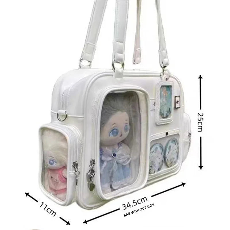 Transparent Tote Bag with Multiple Pockets & Zipper Closure - Fashion Shoulder & Messenger Bag