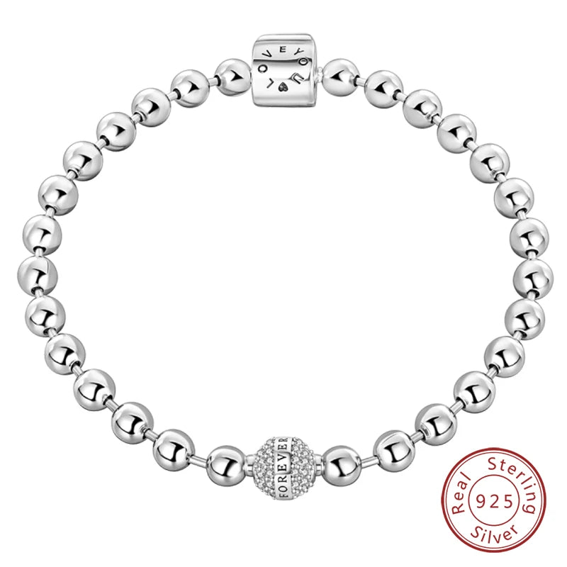 Sterling Silver Love Forever Bead Bracelet for Women - Anniversary Jewelry