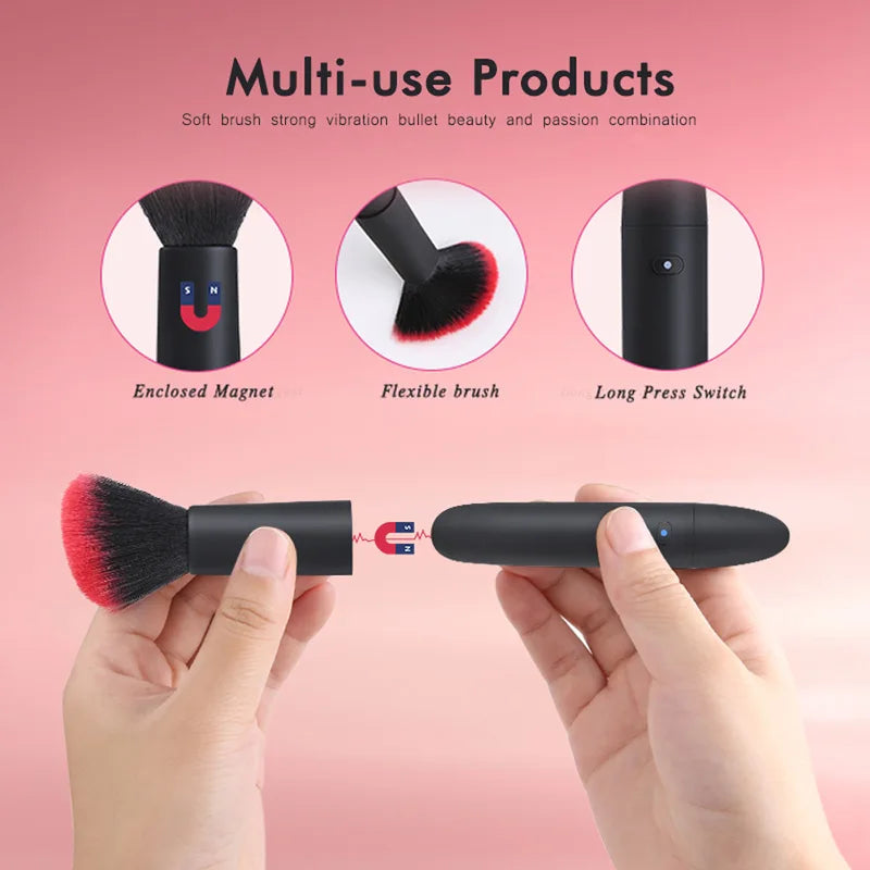Electric Makeup Brush with Vibration & Adjustable Settings - Rechargeable Portable Tool