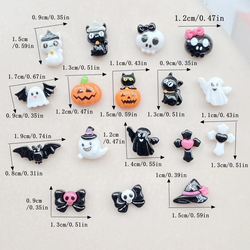20Pcs Cute Cartoon Halloween Nail Art Charms Resin Decorations for DIY Crafts