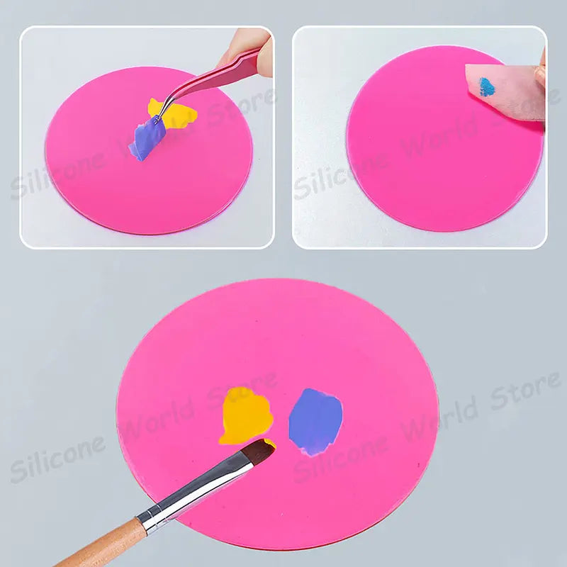 Silicone Paint Mixing Palette Mat for Nail Art & Craft DIY 9.5cm