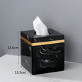 Marbling Resin Tissue Box with Light Luxury Design for Home Decor and Living Room