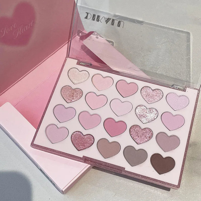 20-Color Heart-Shaped Eyeshadow Palette with Matte & Shimmer Shades - Long-Lasting Eye Makeup