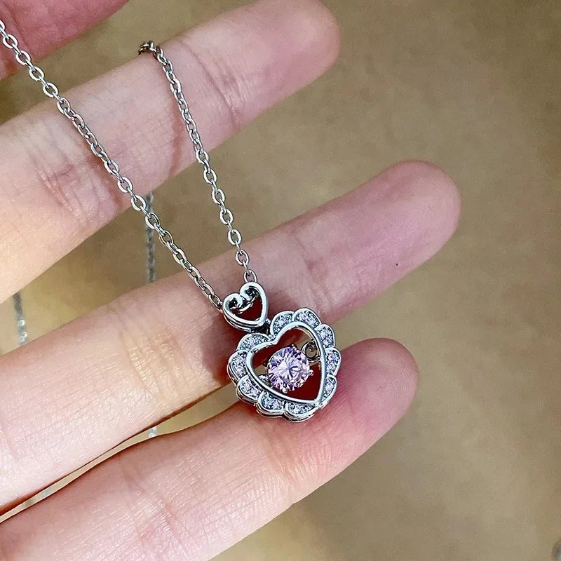 Elegant Heart-Shaped Necklace for Women with Crystal Pendant - Romantic Jewelry Gift