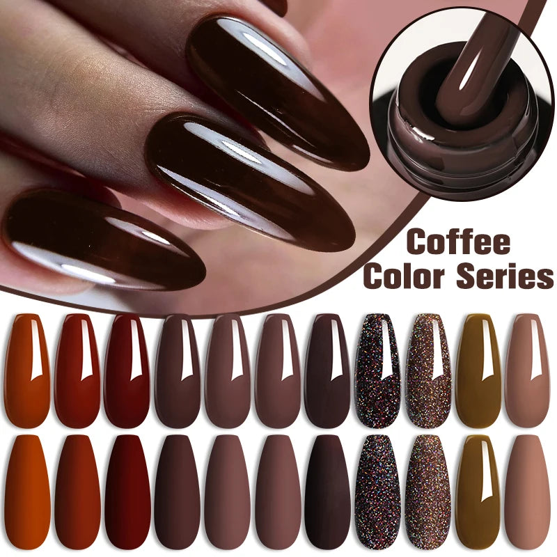 7ml Gel Nail Polish - Brown Earth Coffee Semi-Permanent UV & LED Nail Varnish
