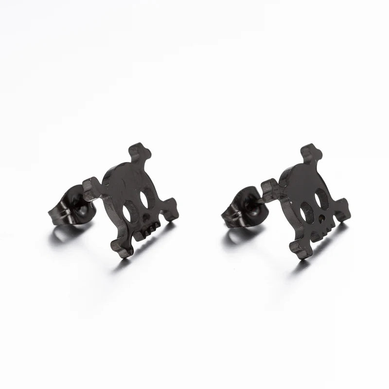 Halloween Skull Earrings for Women - Stainless Steel Gothic Jewelry, Multiple Colors